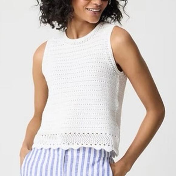 J.Crew Factory Crochet Sweater Tank Ivory Size XL NWOT - Picture 1 of 7